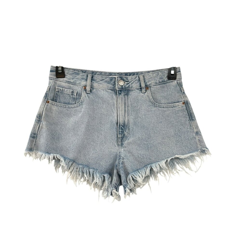 PacSun High Rise Festival Denim Shorts Womens 28 Cutoff Cotton Light Wash Raw He